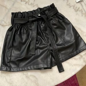 Black vegan leather shorts